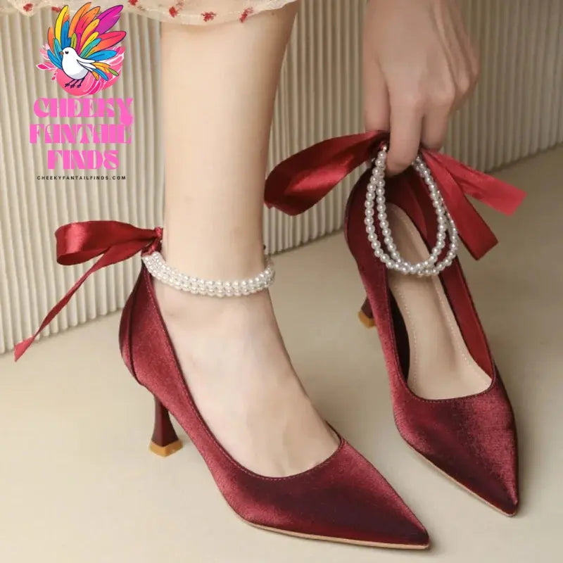 1-2Pair Pearl Chain Anklets Anti-skid High-heeled Shoes Straps Adjustable Ankle Holding Ankle Chain Party Jewelry Heels Band Cheeky Fantail Finds