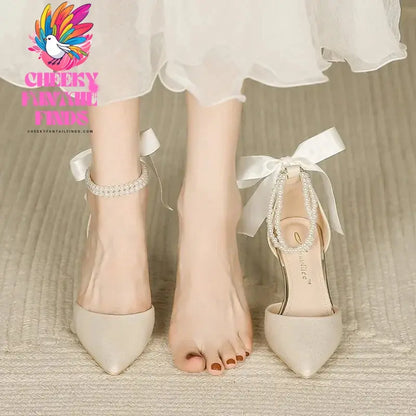1-2Pair Pearl Chain Anklets Anti-skid High-heeled Shoes Straps Adjustable Ankle Holding Ankle Chain Party Jewelry Heels Band Cheeky Fantail Finds