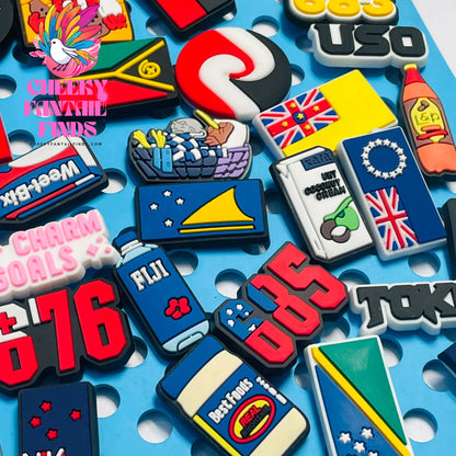 1-30PCS PVC Shoe Charms Flag Feather Drink Beef Buckle Clog Fit Wristbands Garden Sandals Shoes Ornaments Accessories Kid Gift Cheeky Fantail Finds