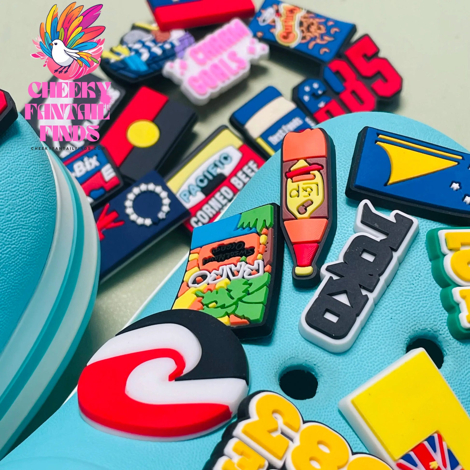 1-30PCS PVC Shoe Charms Flag Feather Drink Beef Buckle Clog Fit Wristbands Garden Sandals Shoes Ornaments Accessories Kid Gift Cheeky Fantail Finds