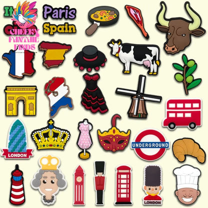1-30pcs Cartoon European style Shoe Charms Prom Dress Crown Sandals Accessories Shoe Decorations Pins for Kid Men Women Ornament - Cheeky Fantail Finds