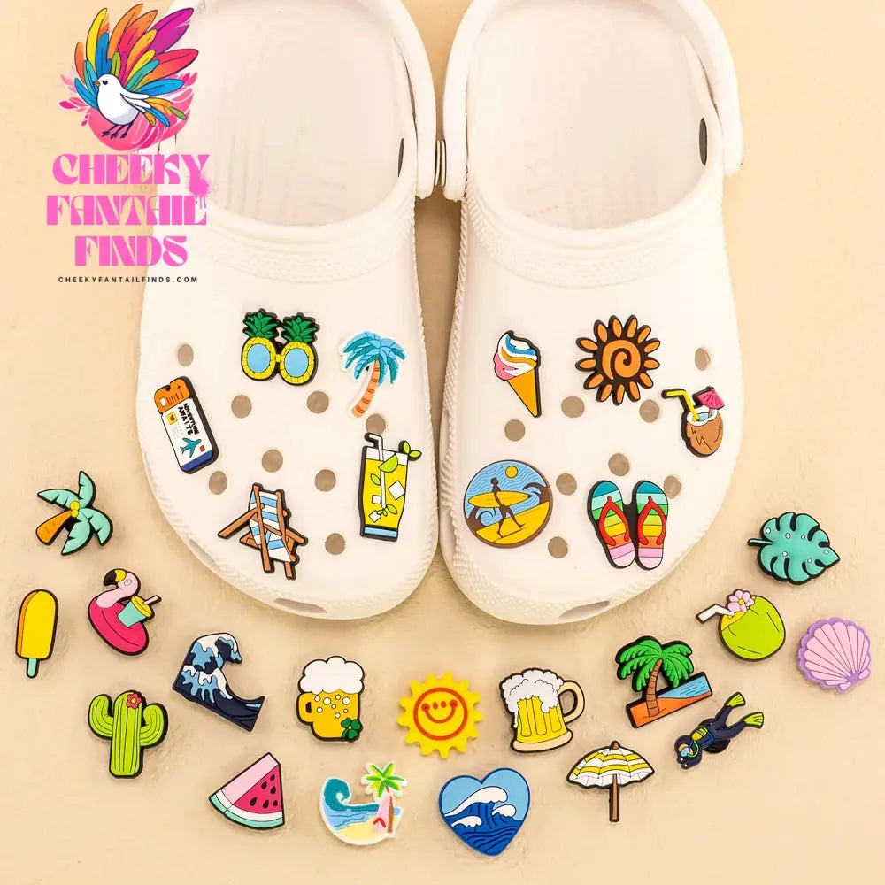 1/30pcs Casual Summer Style Shoe Charms Beach Vacation Shoe Decorations Pins for Women Men Kids Clog Buckles Accessories Gifts - Cheeky Fantail Finds