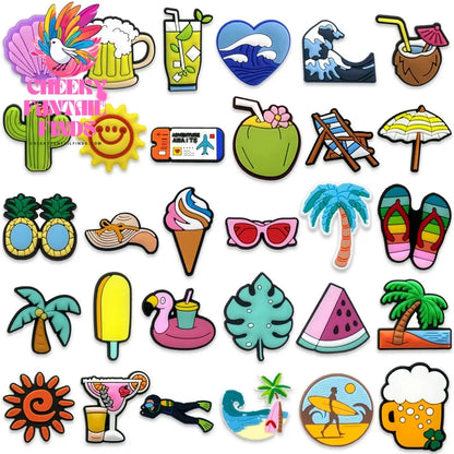 1/30pcs Casual Summer Style Shoe Charms Beach Vacation Shoe Decorations Pins for Women Men Kids Clog Buckles Accessories Gifts - Cheeky Fantail Finds