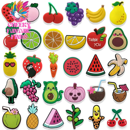 1/30pcs Fruit Shoe Charms Lemon Avocado Watermelon Banana Coconut Pins for Girl Kids Plants Shoe Decorations Pins Accessories - Cheeky Fantail Finds