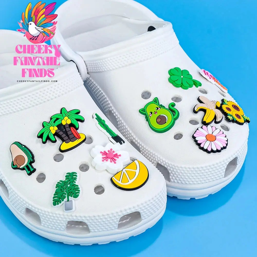 1/30pcs Green Plants Shoe Charms Flowers Trees Fruits Shoe Clips Accessories Cactus Clover Garden Sandals Fittings for Women Cheeky Fantail Finds
