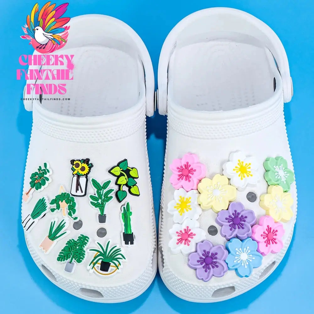 1/30pcs Green Plants Shoe Charms Flowers Trees Fruits Shoe Clips Accessories Cactus Clover Garden Sandals Fittings for Women Cheeky Fantail Finds