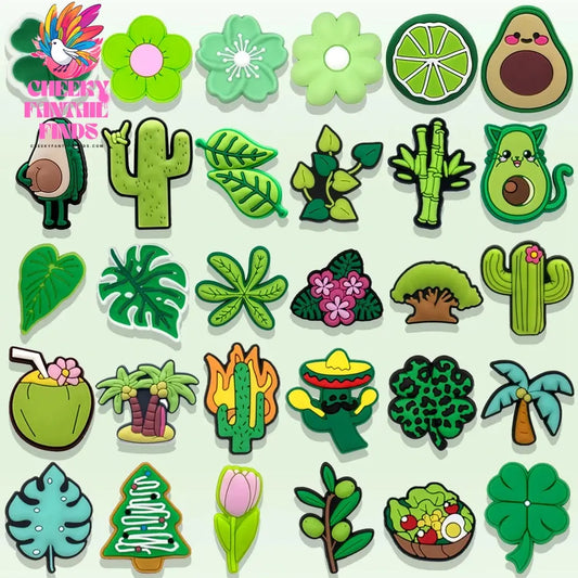 1/30pcs Naturual Green Plants Shoe Charms for Women Girls Kids Pins Accessories Cactus Flower Lemon Shoe Decorations Gift Buckle - Cheeky Fantail Finds