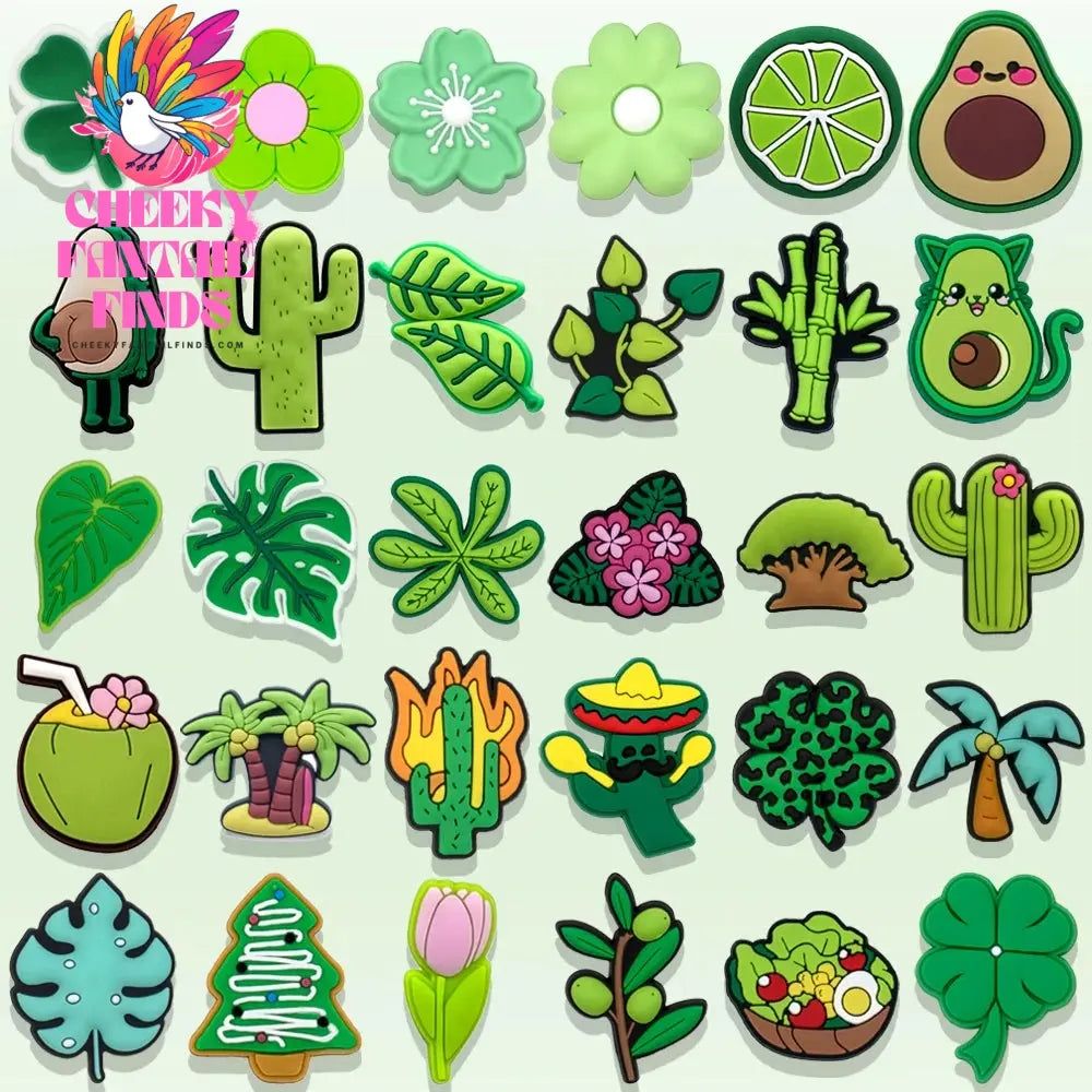 1/30pcs Naturual Green Plants Shoe Charms for Women Girls Kids Pins Accessories Cactus Flower Lemon Shoe Decorations Gift Buckle - Cheeky Fantail Finds