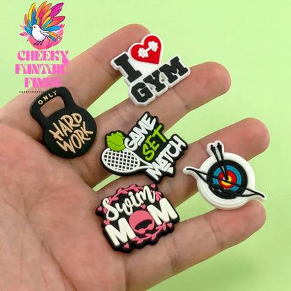 1/30pcs Sport Shoe Charms for Women Men Basketball Football Tennis Swim Archer Pickleball Shoe Decorations Pins Buckles Gifts - Cheeky Fantail Finds