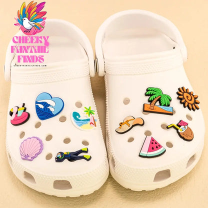 1/30pcs Summer Travel Shoe Charms Sun Beach Casual Vacation Shoe Accessories Decorations Pins for Women Men Kids Sandal Ornament - Cheeky Fantail Finds