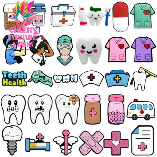 1/30pcs Teeth Medical Shoe Charms for Doctor Nurse Teeth Health Pins Pill Nurse's Uniform Shoe Decorations Pins Buckles Gifts - Cheeky Fantail Finds