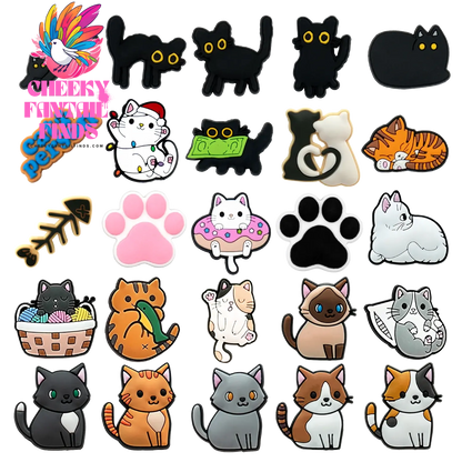 1/50pcs Cute Cats Shoe Charms Accessories Orange Black Cat Shoe Decoration Claw Fish Bone Clog Pin for Women Grils Gift Cheeky Fantail Finds