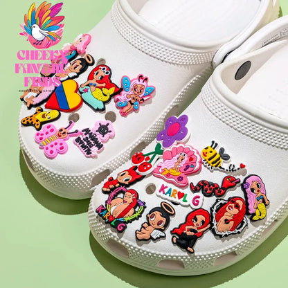 1/50pcs Karol G Shoe Charms Spain Singer Mermaids Snake Bee Shoe Decorations Pins for Women Girls Fans Gifts Sandals Accessories Cheeky Fantail Finds