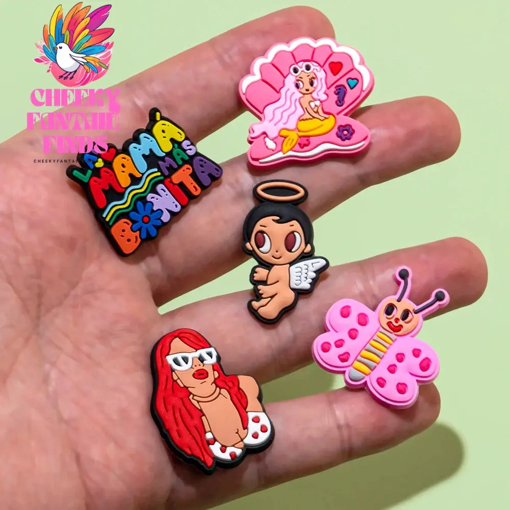 1/50pcs Karol G Shoe Charms Spain Singer Mermaids Snake Bee Shoe Decorations Pins for Women Girls Fans Gifts Sandals Accessories Cheeky Fantail Finds