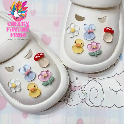 1-5Pcs Cute Animal & Flower Shaped Transparent Cartoon Shoes Buckle For Diy Shoes Suitable For Girls And Women Party Gifts Cheeky Fantail Finds