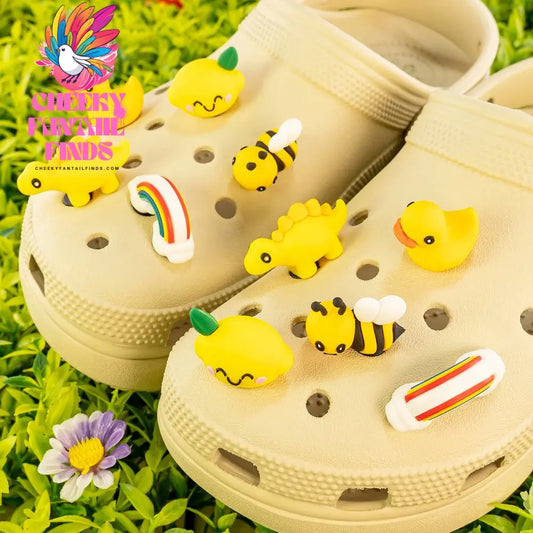1/5pcs 3D Cute Animal Shoe Charms Yellow Duck Bee Dinosaur Shoe Decorations Pins for Women Men Kids Gifts Sandal Accessories - Cheeky Fantail Finds