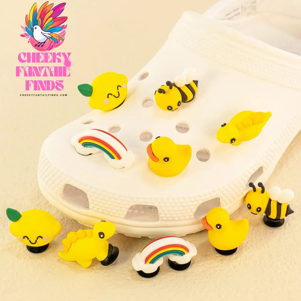 1/5pcs 3D Cute Animal Shoe Charms Yellow Duck Bee Dinosaur Shoe Decorations Pins for Women Men Kids Gifts Sandal Accessories - Cheeky Fantail Finds