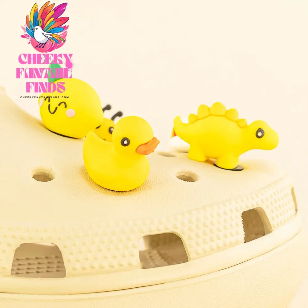 1/5pcs 3D Cute Animal Shoe Charms Yellow Duck Bee Dinosaur Shoe Decorations Pins for Women Men Kids Gifts Sandal Accessories - Cheeky Fantail Finds