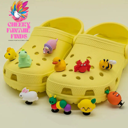 1/5pcs 3D Shoe Charms Cute Dinosaur Duck Bunny Shoe Decoration Buckle Kawaii Frogs Bees Garden Sandal Accessories Kids Gift - Cheeky Fantail Finds