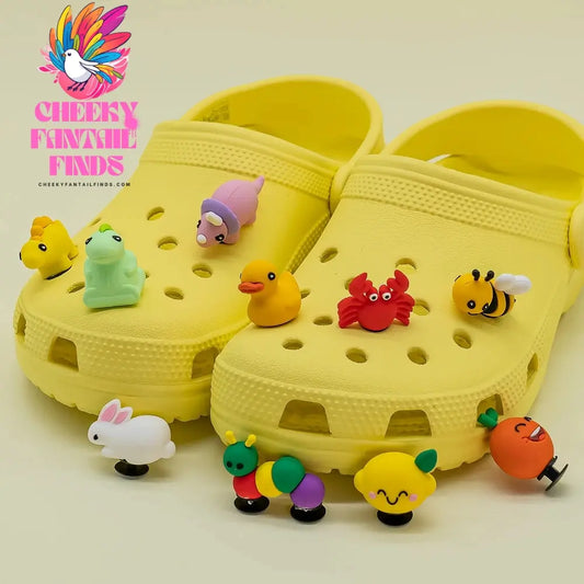 1/5pcs 3D Shoe Charms Cute Dinosaur Duck Bunny Shoe Decoration Buckle Kawaii Frogs Bees Garden Sandal Accessories Kids Gift - Cheeky Fantail Finds