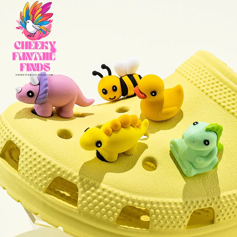 1/5pcs 3D Shoe Charms Cute Dinosaur Duck Bunny Shoe Decoration Buckle Kawaii Frogs Bees Garden Sandal Accessories Kids Gift - Cheeky Fantail Finds