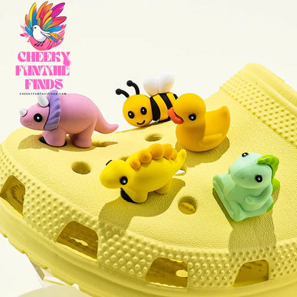 1/5pcs 3D Shoe Charms Cute Dinosaur Duck Bunny Shoe Decoration Buckle Kawaii Frogs Bees Garden Sandal Accessories Kids Gift - Cheeky Fantail Finds