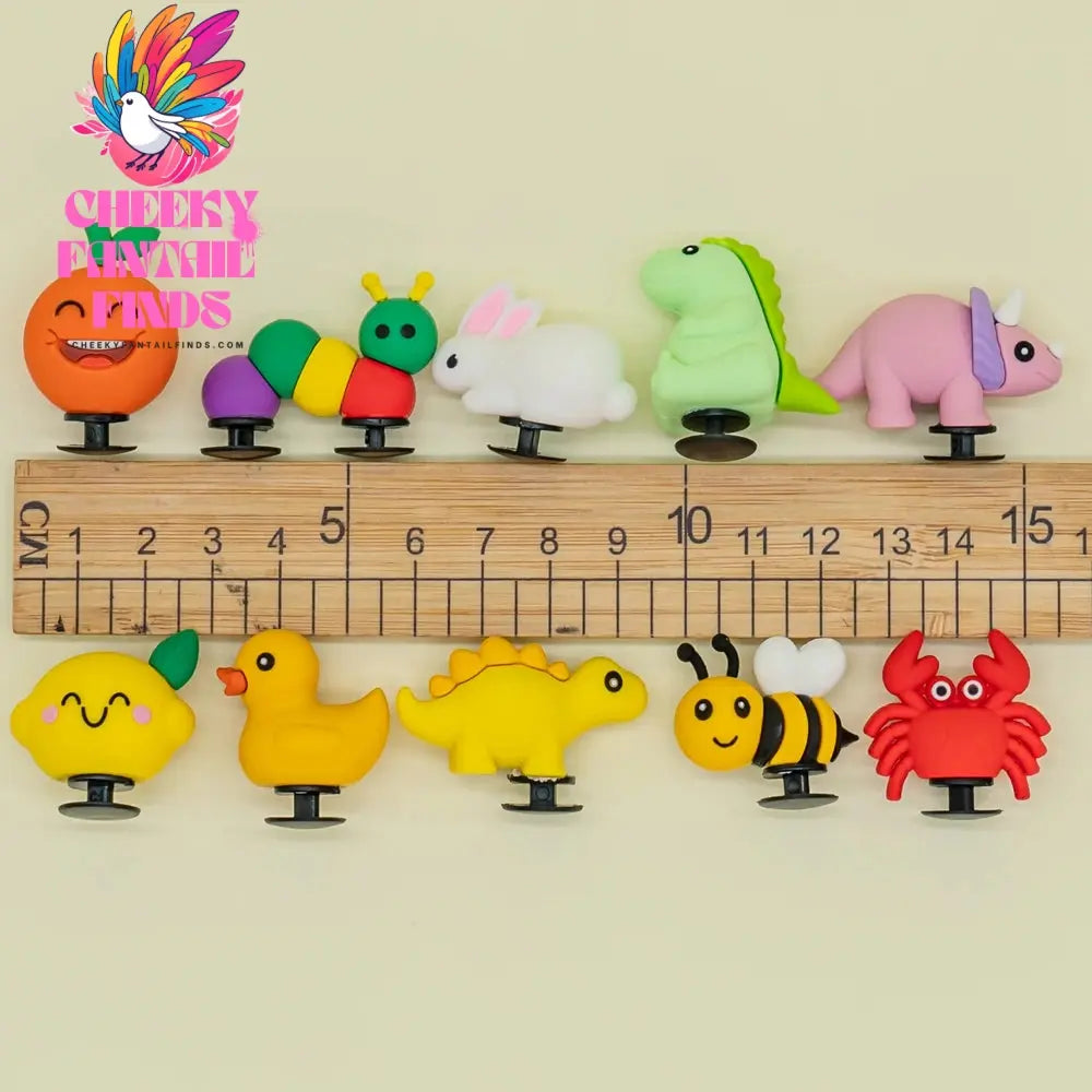 1/5pcs 3D Shoe Charms Cute Dinosaur Duck Bunny Shoe Decoration Buckle Kawaii Frogs Bees Garden Sandal Accessories Kids Gift - Cheeky Fantail Finds