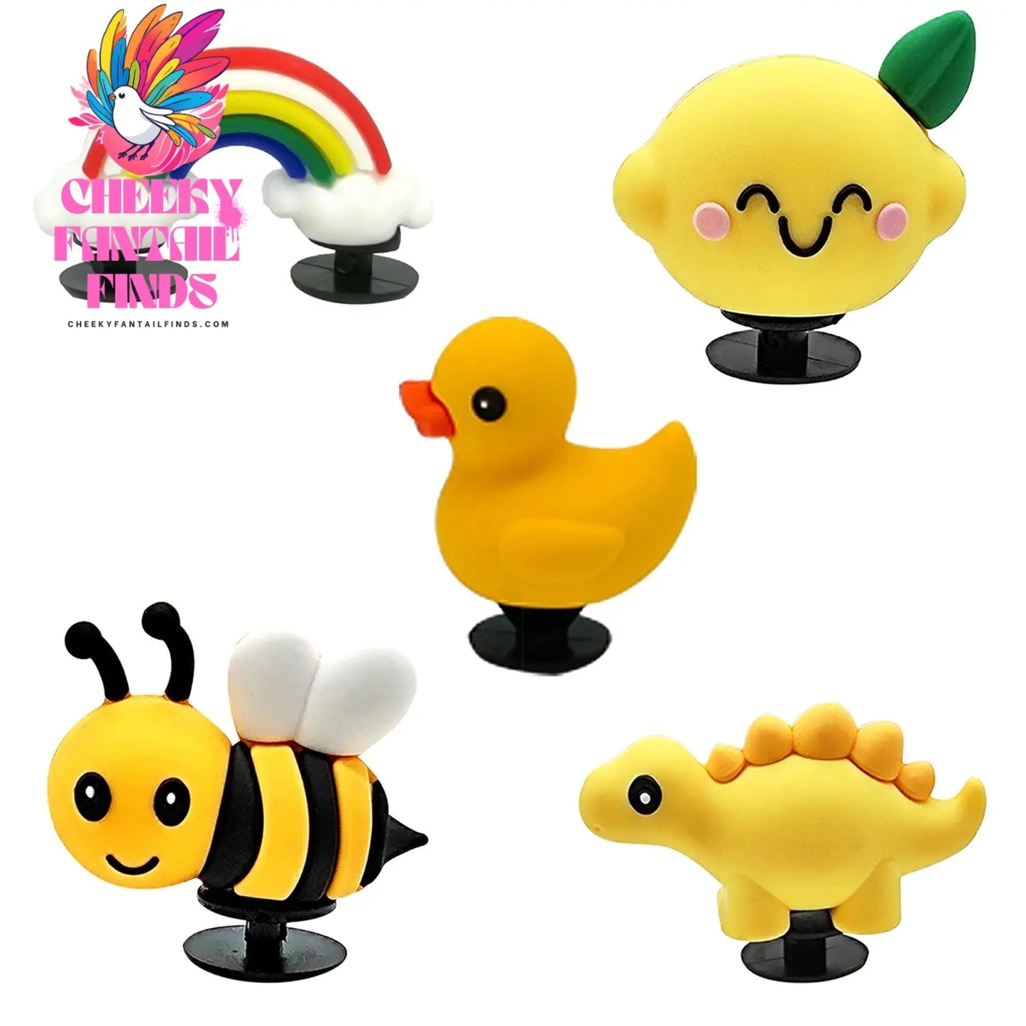 1/5pcs 3D Shoe Charms Cute Dinosaur Duck Bunny Shoe Decoration Buckle Kawaii Frogs Bees Garden Sandal Accessories Kids Gift - Cheeky Fantail Finds