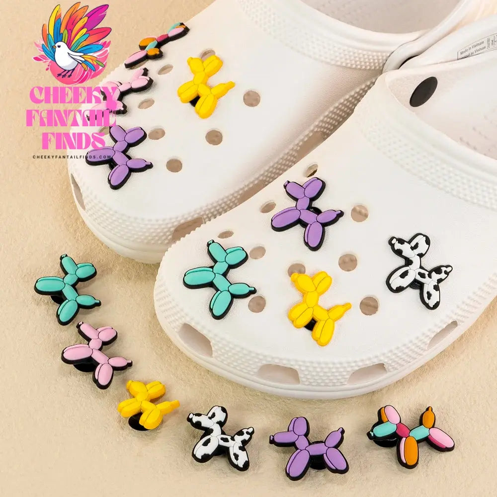 1/6 PVC Balloon Dog Shoe Charms Cute Animal Shoe Decorations Pins for Men Women Kids Gift Sandals Clog Accessories Clog Buckles - Cheeky Fantail Finds