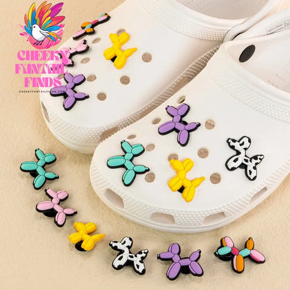 1/6 PVC Balloon Dog Shoe Charms Cute Animal Shoe Decorations Pins for Men Women Kids Gift Sandals Clog Accessories Clog Buckles - Cheeky Fantail Finds