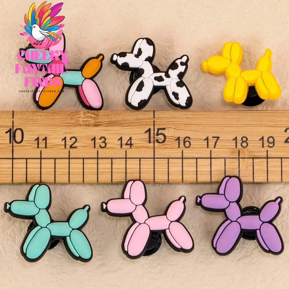 1/6 PVC Balloon Dog Shoe Charms Cute Animal Shoe Decorations Pins for Men Women Kids Gift Sandals Clog Accessories Clog Buckles - Cheeky Fantail Finds