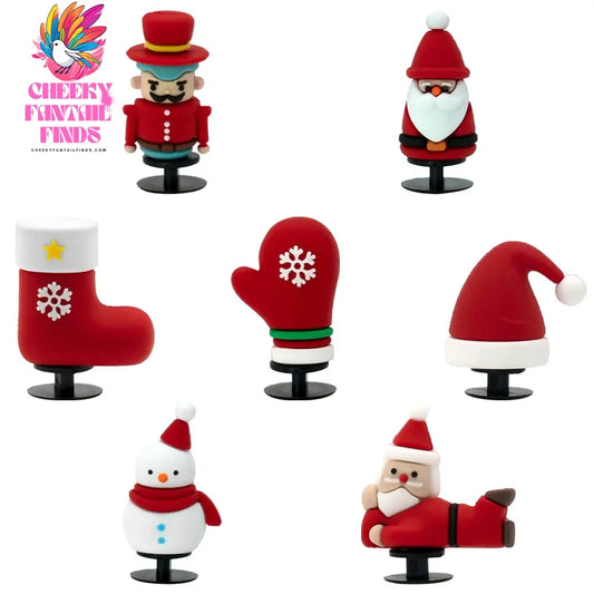 1/7pcs 3D Christmas Shoe Charms Santa Snowman Christmas Hat  Sock Shoe Accessories Pins for Woman Men Kids Buckle Decorations - Cheeky Fantail Finds