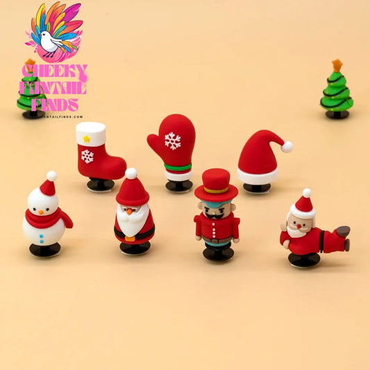 1/7pcs 3D Christmas Shoe Charms Santa Snowman Christmas Hat  Sock Shoe Accessories Pins for Woman Men Kids Buckle Decorations - Cheeky Fantail Finds