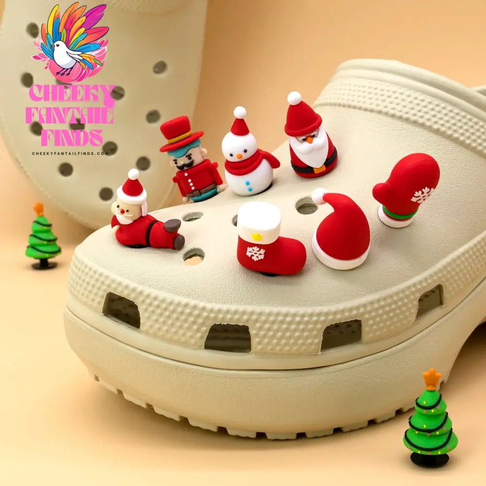 1/7pcs 3D Christmas Shoe Charms Santa Snowman Christmas Hat  Sock Shoe Accessories Pins for Woman Men Kids Buckle Decorations - Cheeky Fantail Finds
