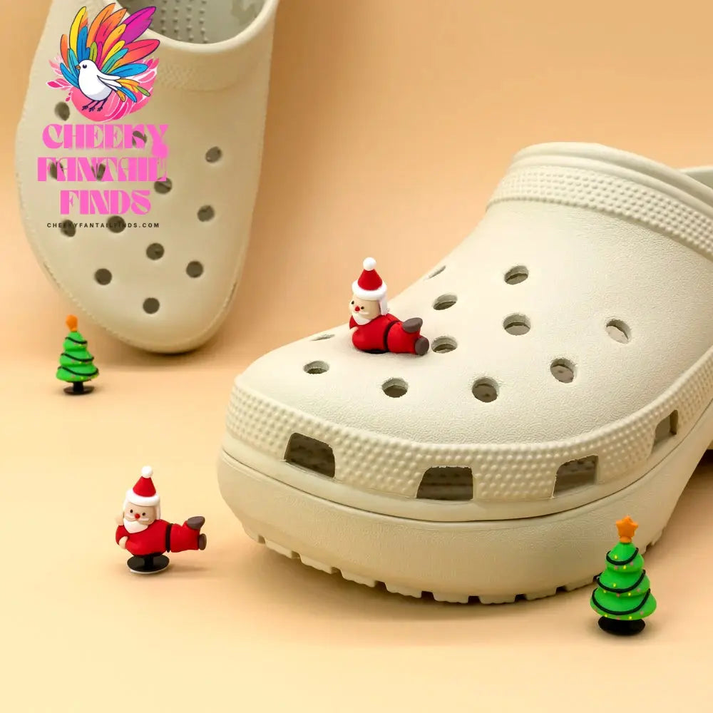 1/7pcs 3D Christmas Shoe Charms Santa Snowman Christmas Hat  Sock Shoe Accessories Pins for Woman Men Kids Buckle Decorations - Cheeky Fantail Finds