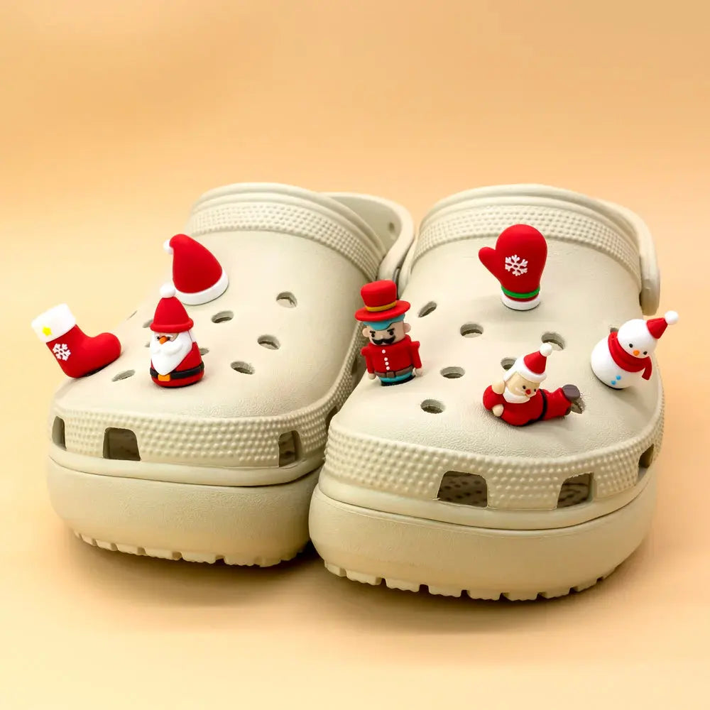 1/7pcs 3D Christmas Shoe Charms Santa Snowman Christmas Hat  Sock Shoe Accessories Pins for Woman Men Kids Buckle Decorations - Cheeky Fantail Finds