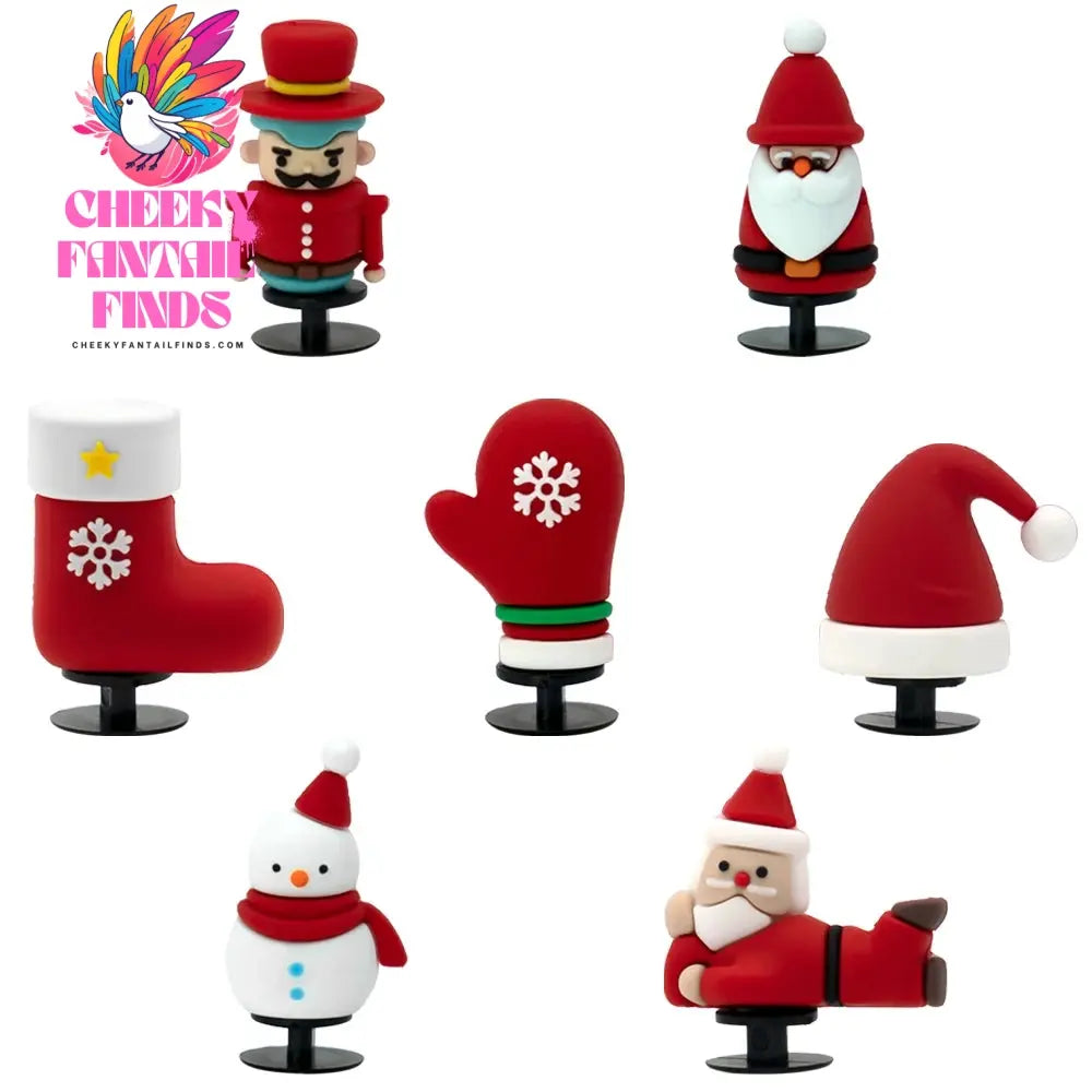 1/7pcs 3D Christmas Shoe Charms Santa Snowman Christmas Hat  Sock Shoe Accessories Pins for Woman Men Kids Buckle Decorations - Cheeky Fantail Finds