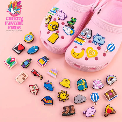 1/8/26pcs Camping Shoe Charms Casual Travel Shoe Decorations Pins for Women Men Travelers Gifts Sandal Accessories Clog Buckles - Cheeky Fantail Finds