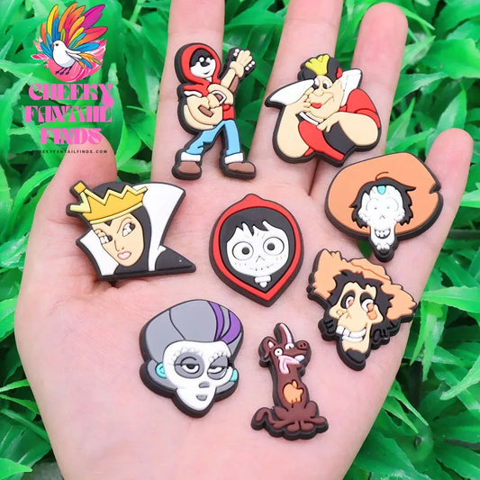 1-8Pcs Coco Mexican Day of the Dead Movie PVC Shoe Charms Adult Sandal Decorations Clog DIY Cartoon Holiday Present Cheeky Fantail Finds