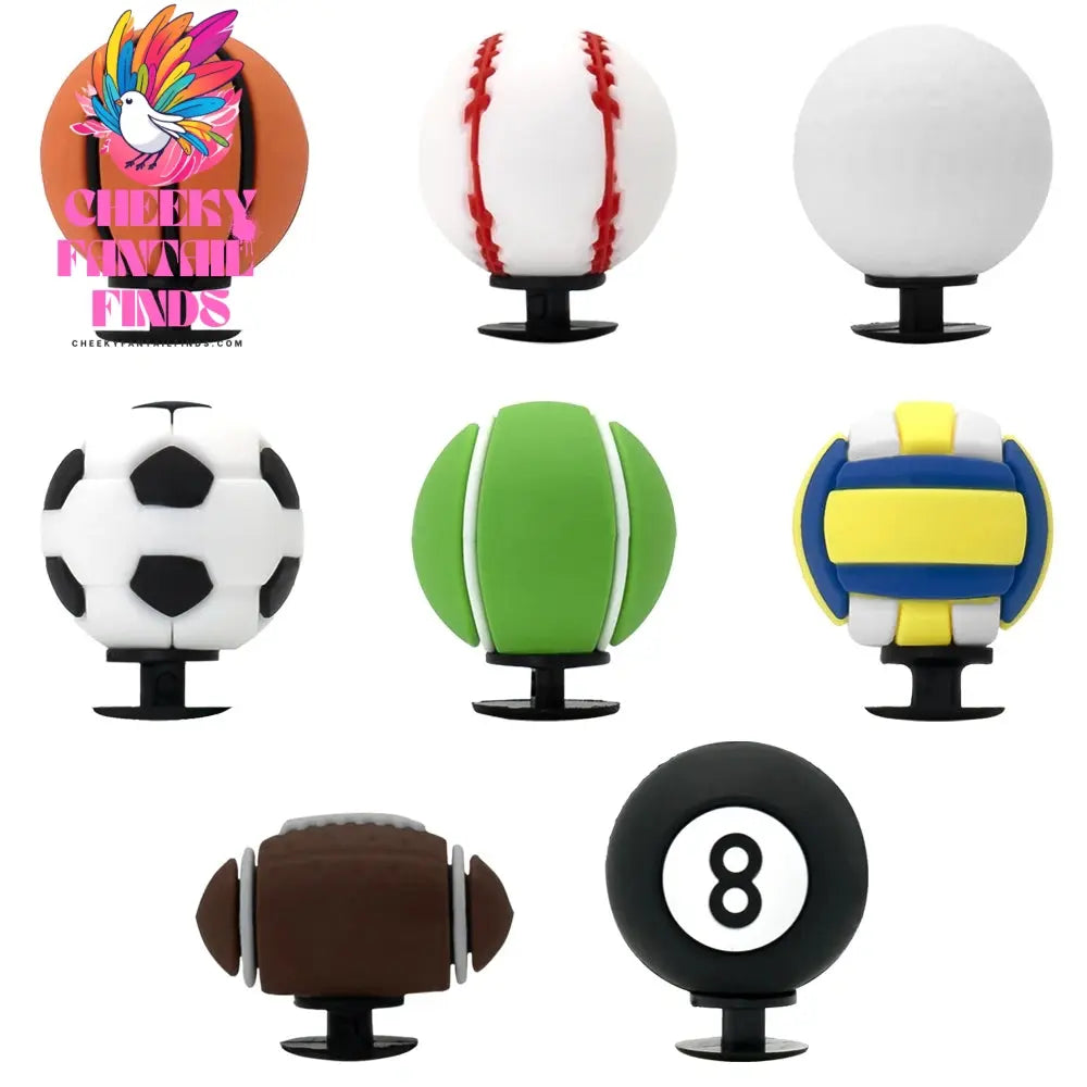 1/8pcs 3D Shoe Charms Basketball Rugby Soccer Volleyball Tennis Sport Shoe Accessories Sneakers Decorations Pins for Woman Men - Cheeky Fantail Finds