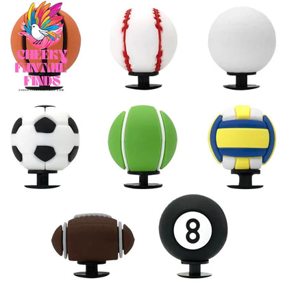 1/8pcs 3D Shoe Charms Basketball Rugby Soccer Volleyball Tennis Sport Shoe Accessories Sneakers Decorations Pins for Woman Men - Cheeky Fantail Finds