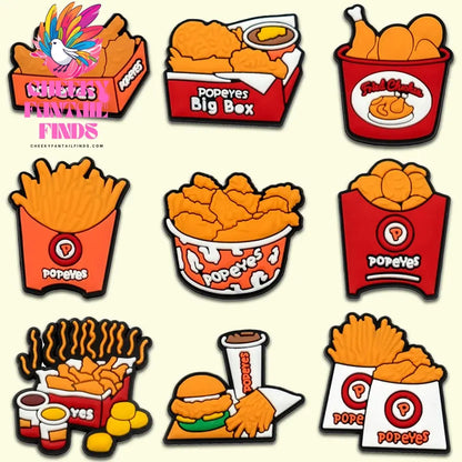 1/9/12pcs Cute Food Shoe Charms for Sandals Accessories Sushi Fried Chicken Shoe Decorations Pins for Kids Men Women Favor Gifts Cheeky Fantail Finds