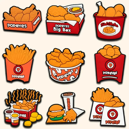 1/9/12pcs Cute Food Sushi Fried Chicken Shoe Charms Shoe Decorations Pins for Women Men Kids Gift Sandal Accessories Clog Buckle Cheeky Fantail Finds