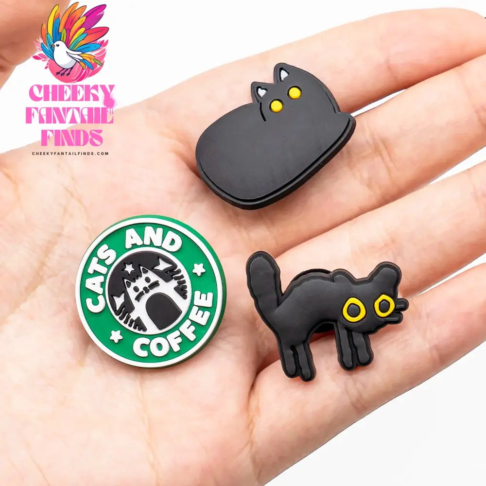 1/9pcs PVC Black Cat Shoe Charms for Kids Women Men Cat's Paw Shoe Decorations Pins for Clog Buckles Sandals Accessories Cheeky Fantail Finds