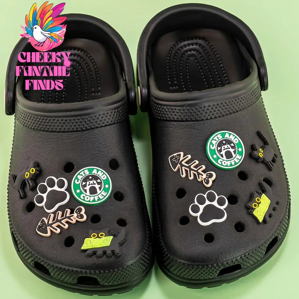 1/9pcs PVC Black Cat Shoe Charms for Kids Women Men Cat's Paw Shoe Decorations Pins for Clog Buckles Sandals Accessories Cheeky Fantail Finds