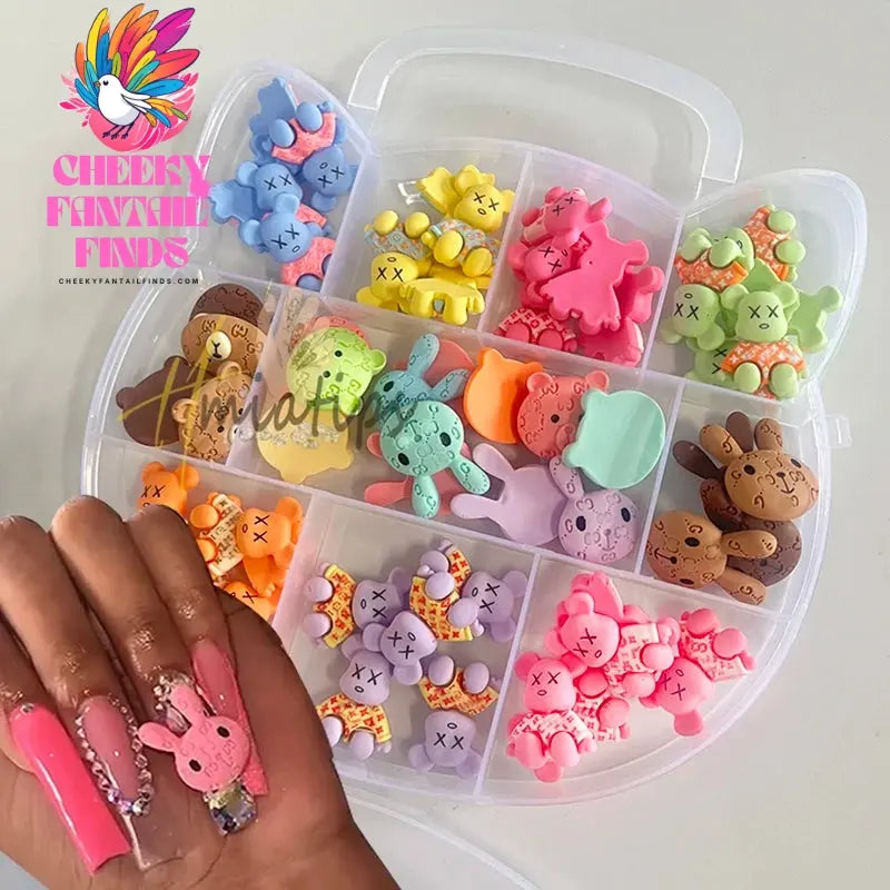 1 Boxed 3D Kawaii Bear Shaped Nails Art Charms Accessories Resin Cartoon Nail Jewelry Parts Charms Manicure Accessories Cheeky Fantail Finds