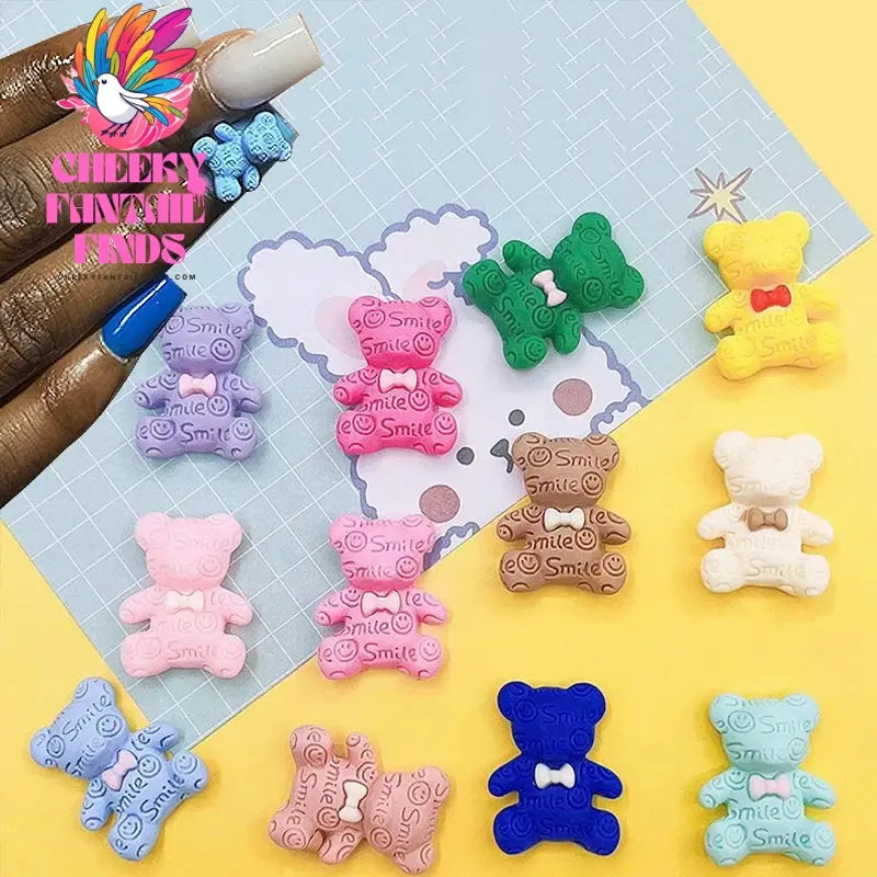 1 Boxed 3D Kawaii Bear Shaped Nails Art Charms Accessories Resin Cartoon Nail Jewelry Parts Charms Manicure Accessories Cheeky Fantail Finds