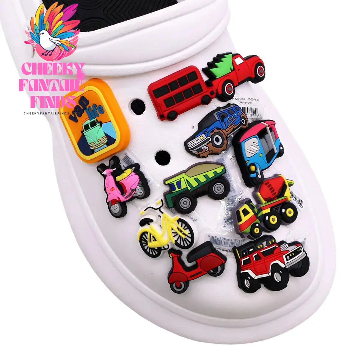 1 Pcs Cartoon Cars PVC Shoe Charms Truck Buses Motorcycle Bike Shapes Shoe Accessories Clog Pin Unisex Shoe Buckle Decorations - Cheeky Fantail Finds