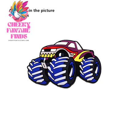 1 Pcs Cartoon Cars PVC Shoe Charms Truck Buses Motorcycle Bike Shapes Shoe Accessories Clog Pin Unisex Shoe Buckle Decorations - Cheeky Fantail Finds
