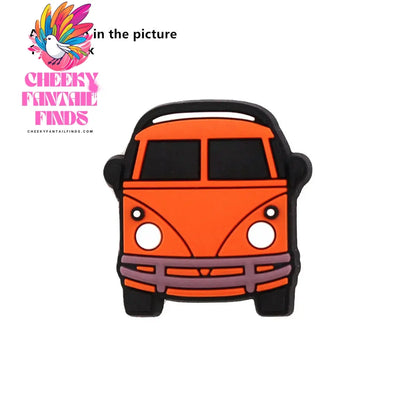 1 Pcs Cartoon Cars PVC Shoe Charms Truck Buses Motorcycle Bike Shapes Shoe Accessories Clog Pin Unisex Shoe Buckle Decorations - Cheeky Fantail Finds